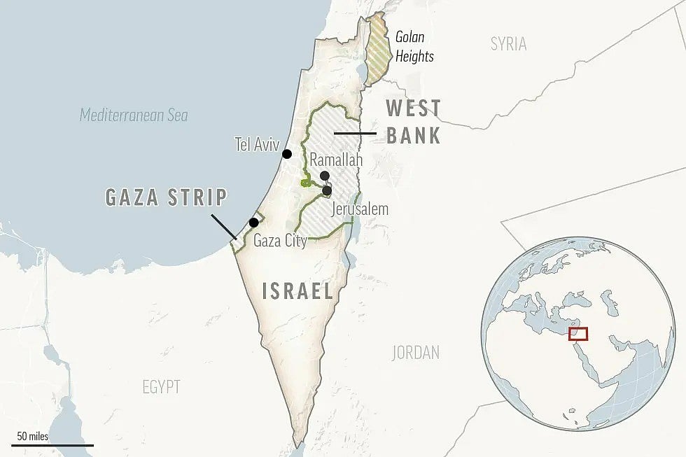 Map of Israel and Palestine | - | Photo: AP